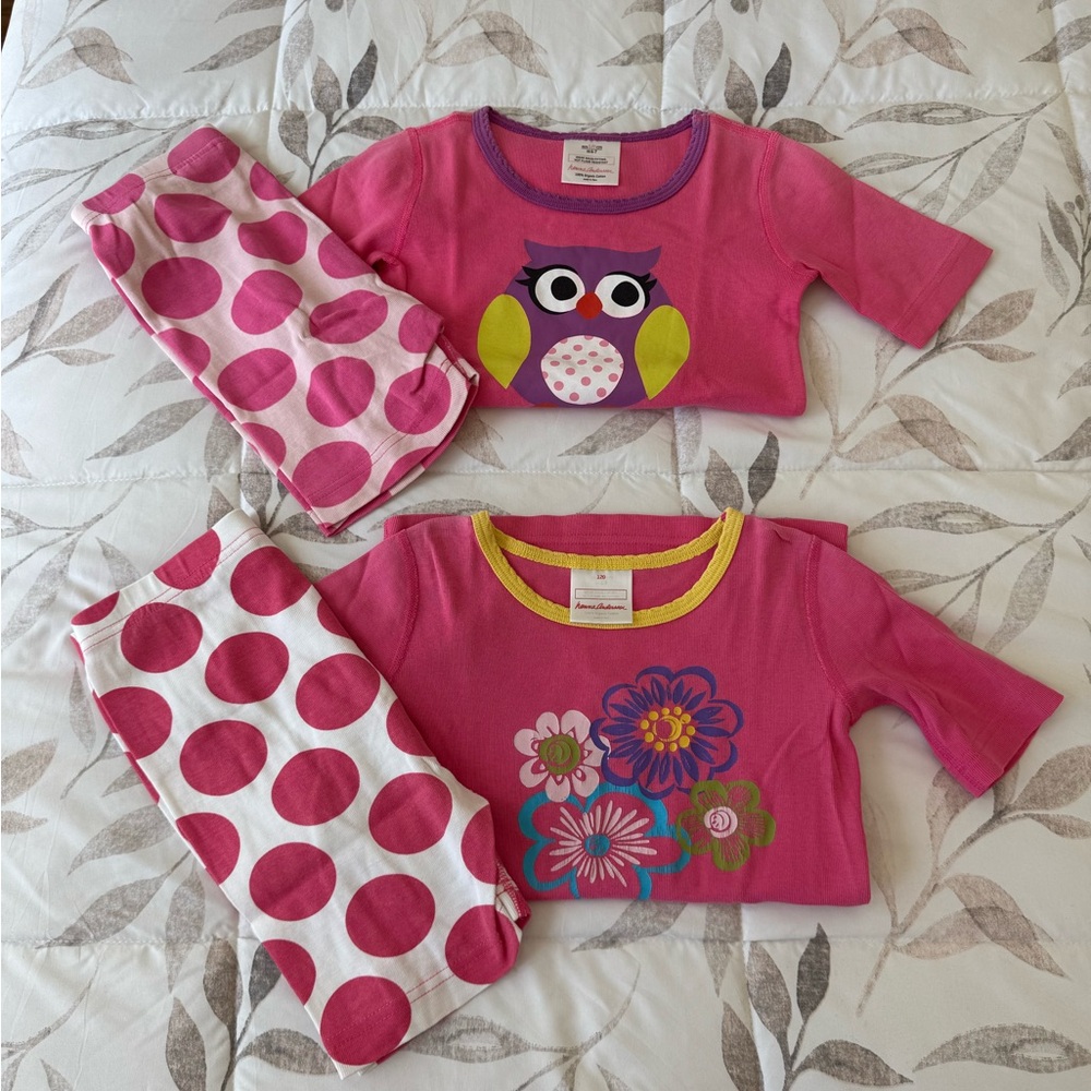 Hanna Andersson Pink and White Pajama Sets with Playful Designs